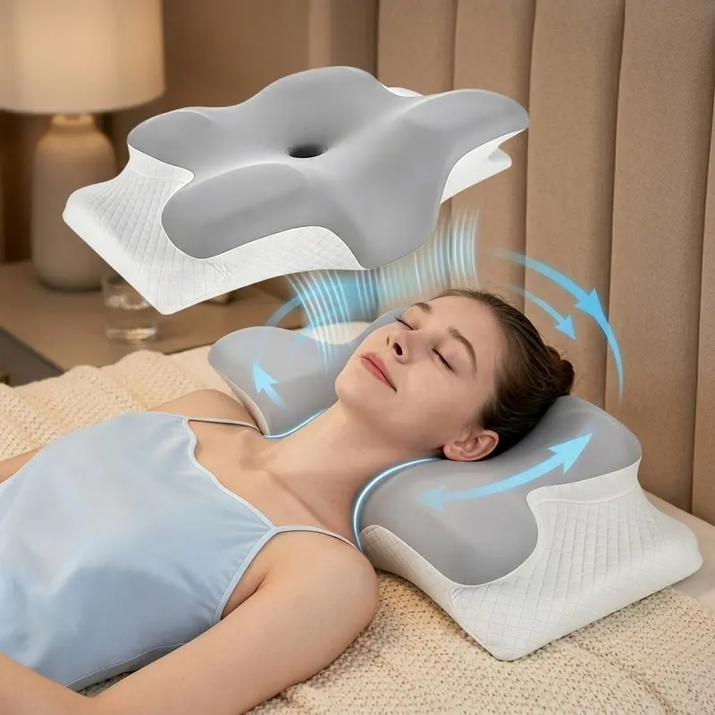 Ergonomic Memory Foam Neck Pillow, Ideal for Side and Back Sleepers, Odor-Free Core with Cool Cover, Supportive Design