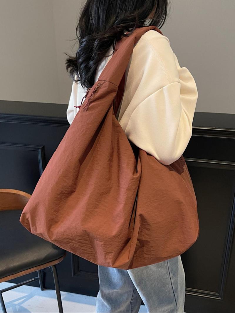 Valentine's Day Gift, Fashionable Plain Color Handbag, Bowknot & Leopard Print, Multi-Pocket Large Capacity, Women's Shoulder Bag, Bowknot Decor Handbag