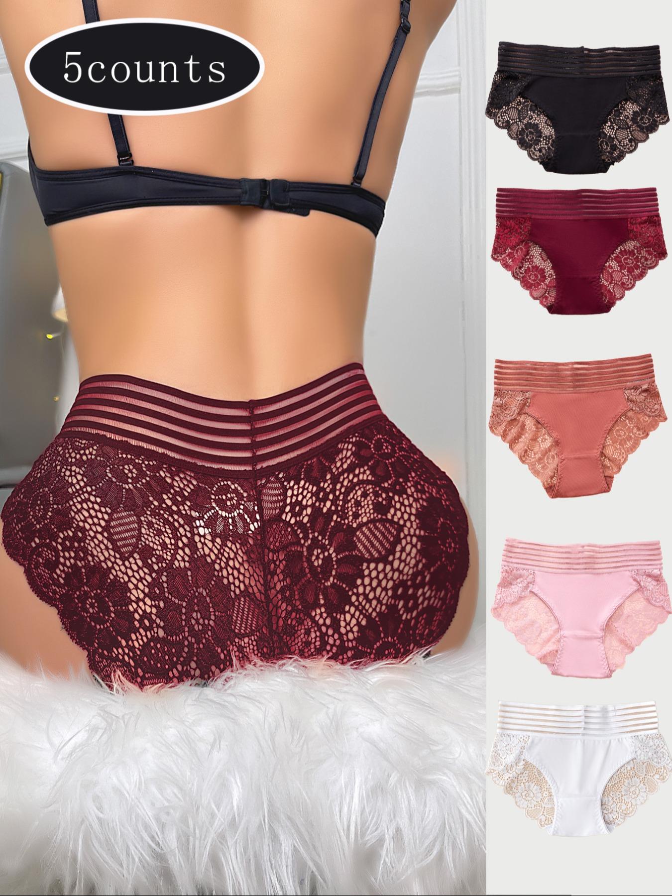 5-Pack Women's Sexy Lace Multicolor Triangle Panties, Underwear, Comfortable, Breathable and Fitted, Perfect for Dating and Travel, Fashion Panties