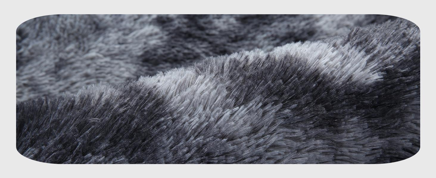 Soft Tie-Dye Darkgrey Area Rugs 5x7 Feet, Shag Grey Black Rugs for Living Room, High Pile Bedroom Rug 5 by 7, Kids Room (Dark Grey)