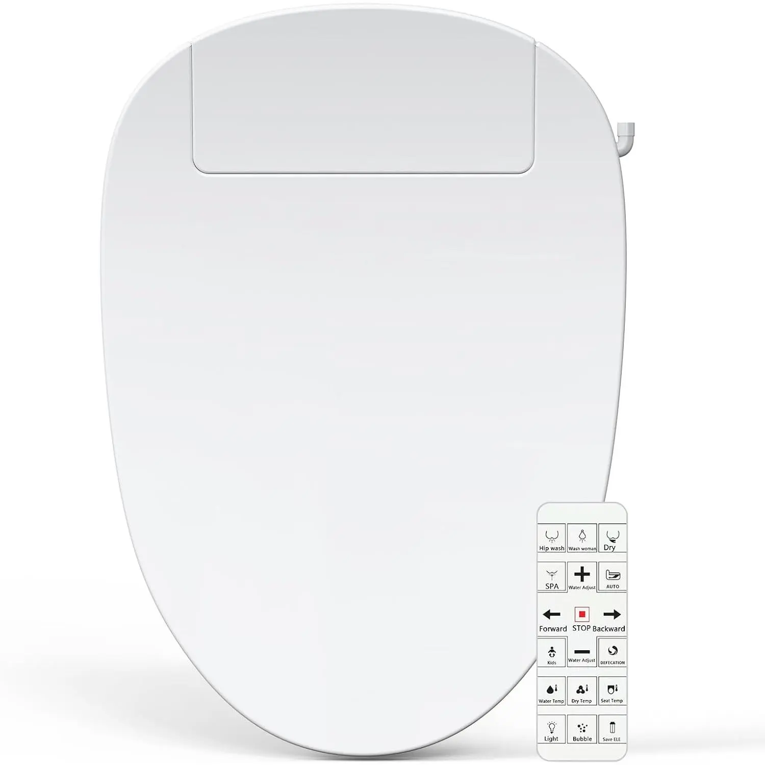Bidet Toilet Seat Elongated, Unlimited Warm Water, Heated Toilet Seat, Warm Air Dryer, Rear and Front Washing, Soft Closed Toilet Lid, Night Light, Requires Outlet,white