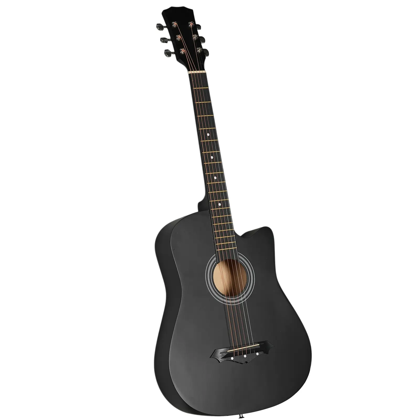 Matte Black 38-inch Acoustic Guitar with Picks, Strings, Capo, Case, Tuner, and Strap Matte Black 38-inch Acoustic Guitar with Picks, Strings, Capo, Case, Tuner, and Strap