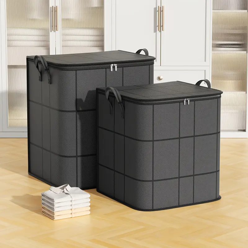 1pc Large Foldable Storage Bag with Zipper Closure - Ideal for Clothes, Quilts, Toys - Durable Non-Woven Fabric, Rectangular Shape, Perfect for Moving or Home Organization, Home Organization|Stylish Storage Solution|Durable Storage Bag, Clo