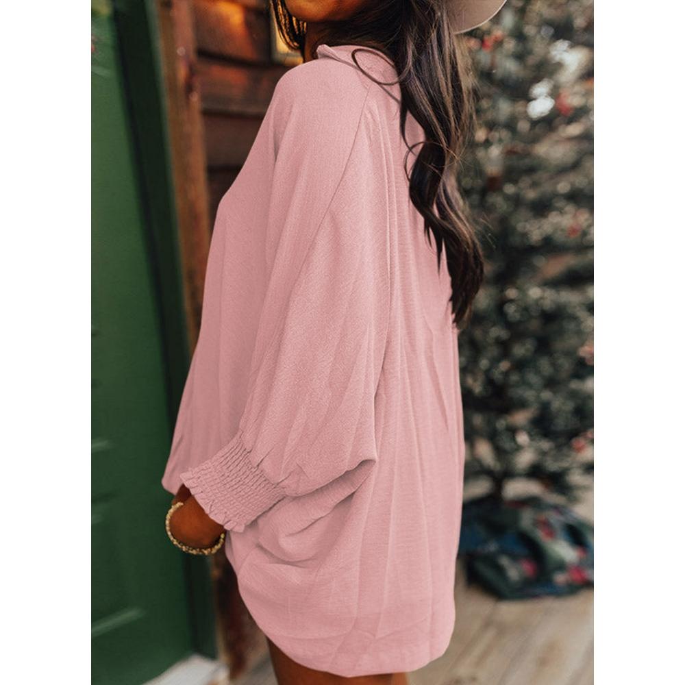 Women's V-Neck 3/4 Sleeve Oversized Tunic Tops Casual Summer Blouses Fitted Shirts 100% Polyester Comfortable Fabric