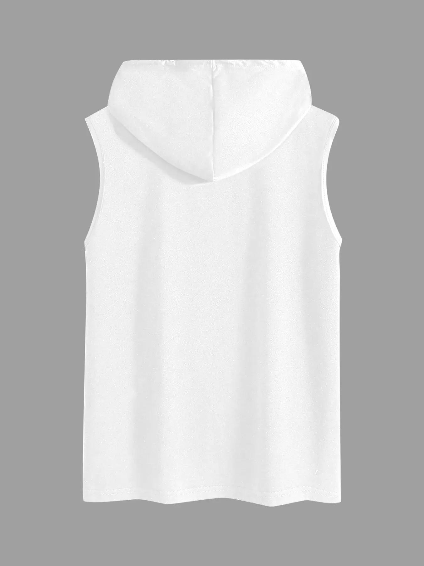 Men's Skull Print Graphic Hooded Tank Top, Regular Fit Casual Sleeveless Top for Summer, Men's Top for Daily Wear, Sweatshirt