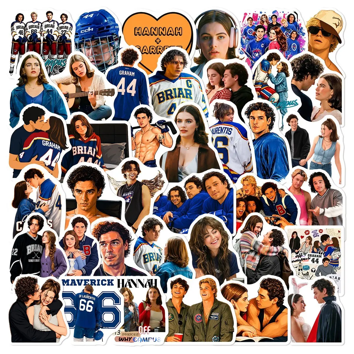 55pcs Off Campus American TV series stickers, Decal set, collage, combination of waterproof stickers, decorative ipad collage, collection sticker decorative luggage, mobile phones and bicycles