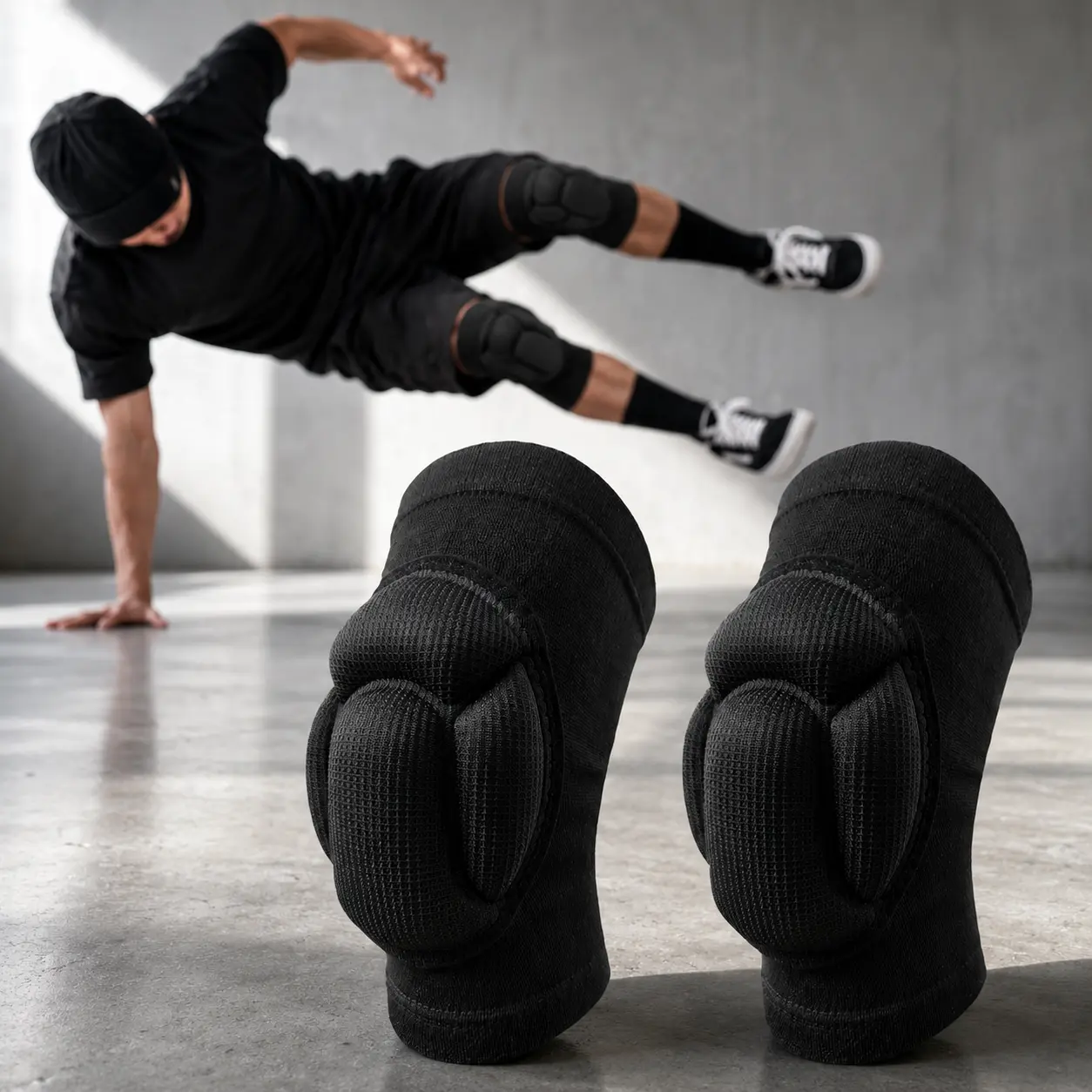 Thick Padded Knee Pads for Dancing – 3CM Cushion, Zero Pain Kneeling – Breathable Slip-On Knee Support for Breakdance, Street Dance & Ground Work