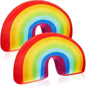 Rainbow Pillow for Girls Kids 13.8 x 8.7 x 4 Inch Plush Cute Rainbow Throw Pillow Arch Shaped Cushion Stuffed Decoration for Bed Chair Room Home Decor Easter Day(Colorful,2 Pcs)