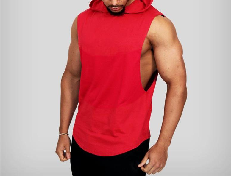 Summer Hooded Gym Clothing Mens Fitness Tank Top Plain Cotton Bodybuilding Hoodie Sleeveless Shirt Muscle Vest Sports Undershirt