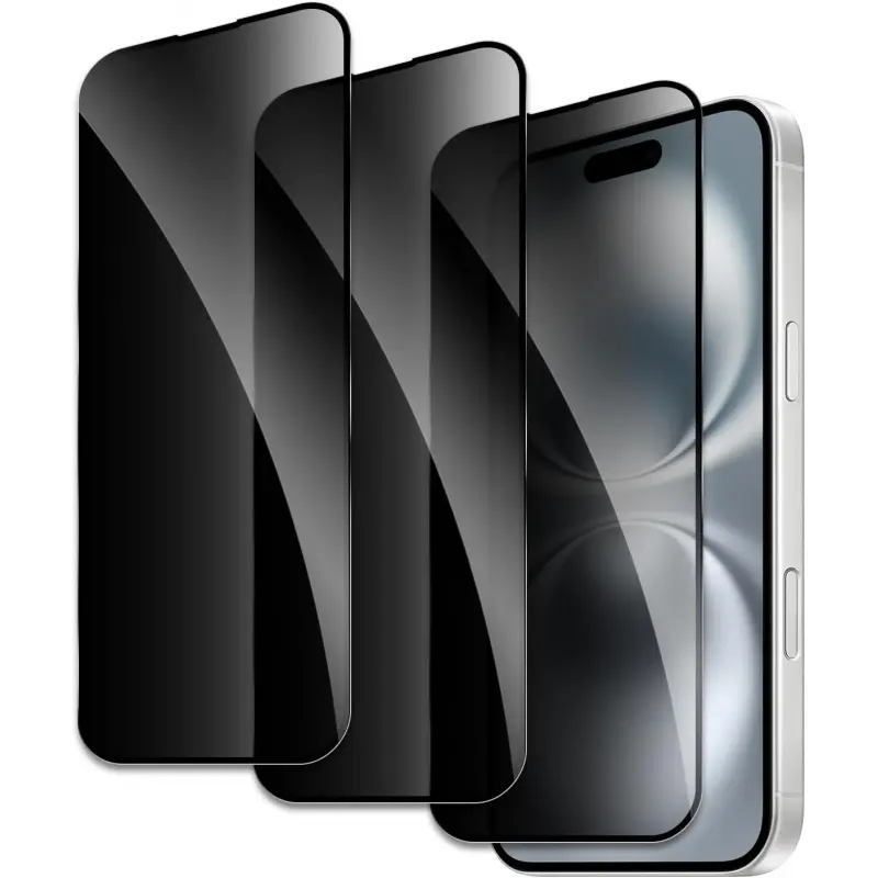 3 Pack Privacy Screen Protector for iPhone 17 Pro Max Air 16 15 14 13 Pro Max Plus Shatterproof Tempered Glass Accessories, Anti Spy Tempered Glass Film, Case Friendly Ultra Resistant 9H Hardness Anti-Glare HD for iphone 17 Pro Max Black -3 Pack