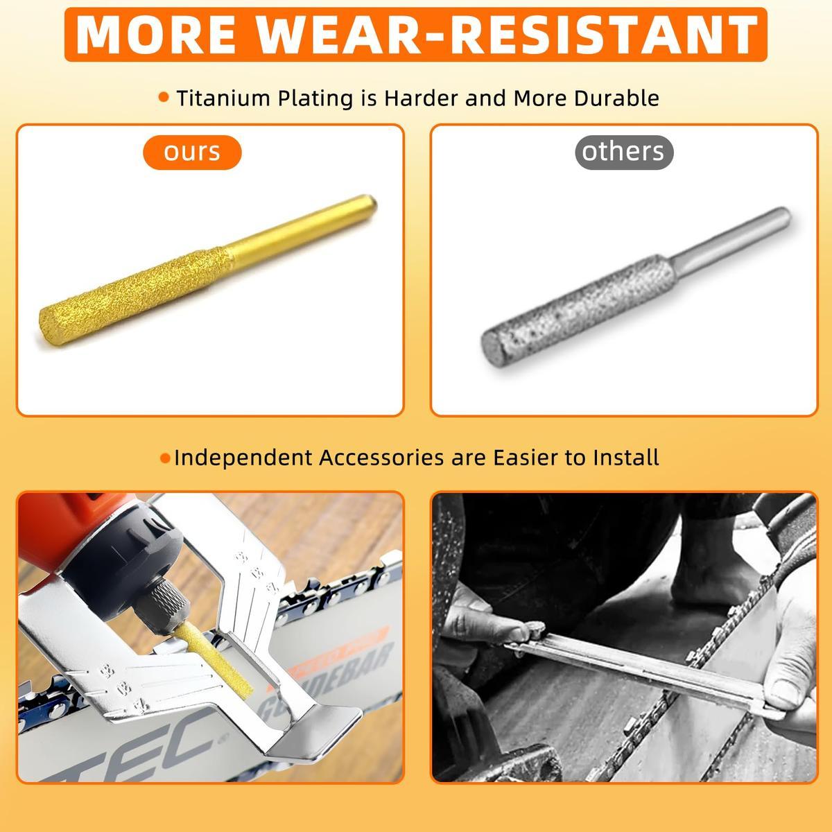 Electric Chainsaw Sharpener Kit, 3 in 1 Chainsaw File 180W Power Chain Saw Blade Sharpener Tool Titanium