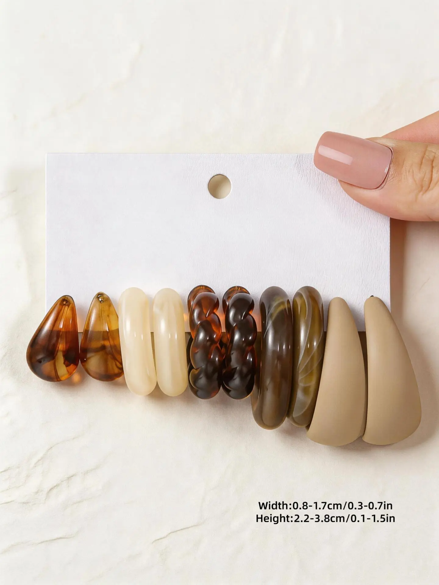 Women's Resin Earrings Set, 5 Pairs Deep Color Matte Design, Mini Bean Style Ear Studs, Elegant Daily Wear & Festival Accessory