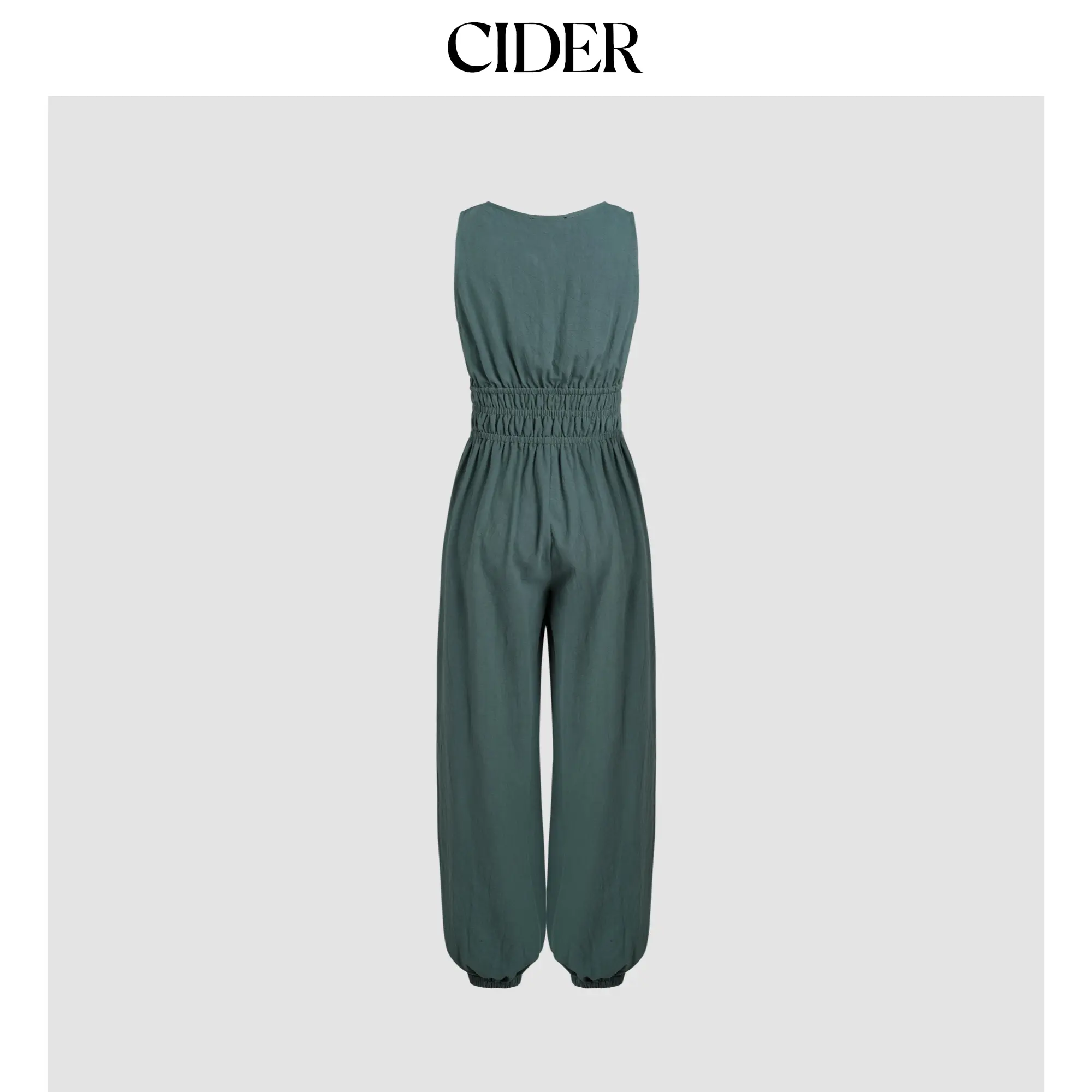 Cider [7 colors, size 0-26]Square Neck Lace Up Ruched Jumpsuit, Plus Size Overalls, Spring Outfit Inspo, Jogger Jumpsuit