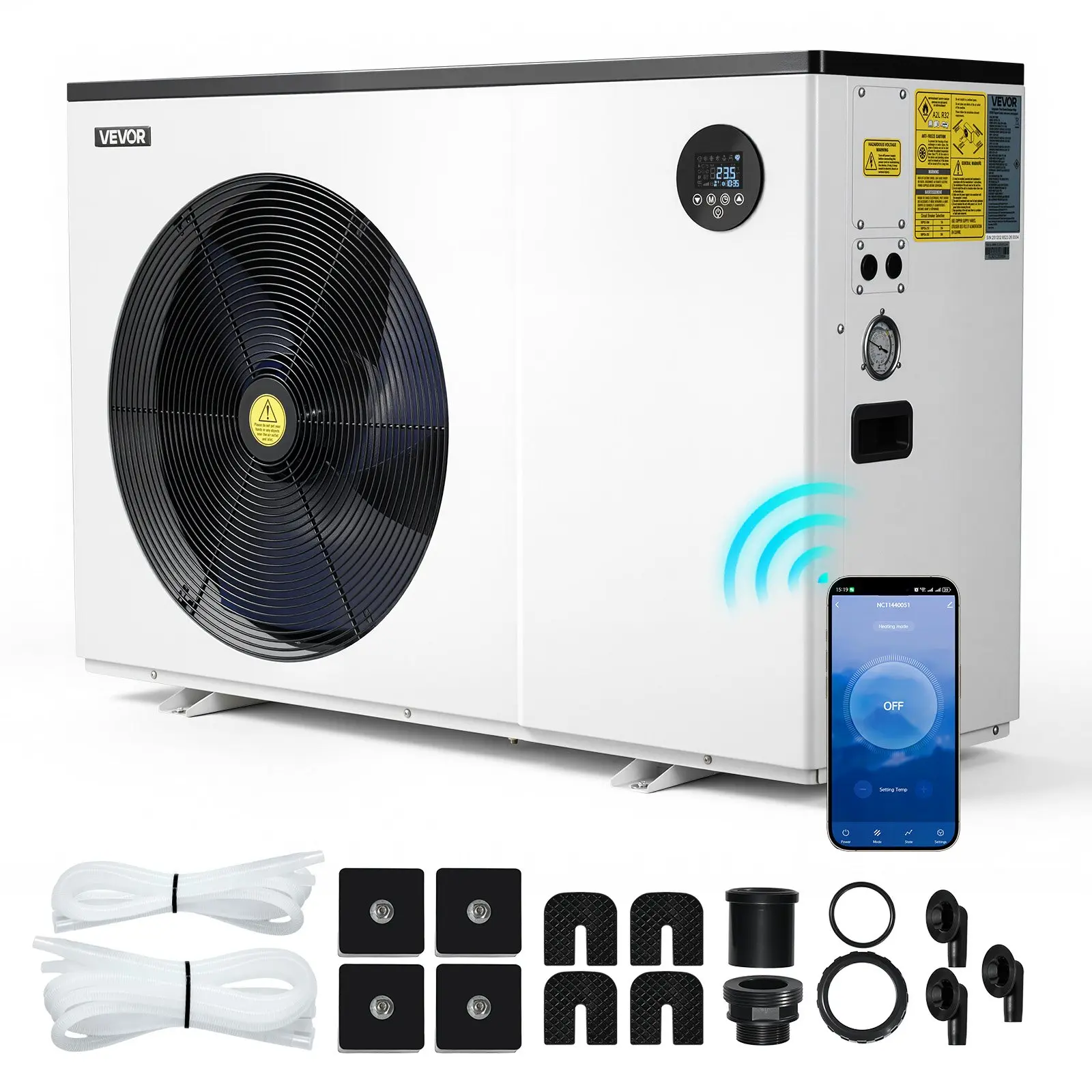 VEVOR Pool Heat Pump Max 70730 BTU, Electric Pool Heater for Above In-Ground Up to 19812 Gallons, All-DC Inverter Technology, WiFi App Remote Control, Multiple Protection for Swimming Party