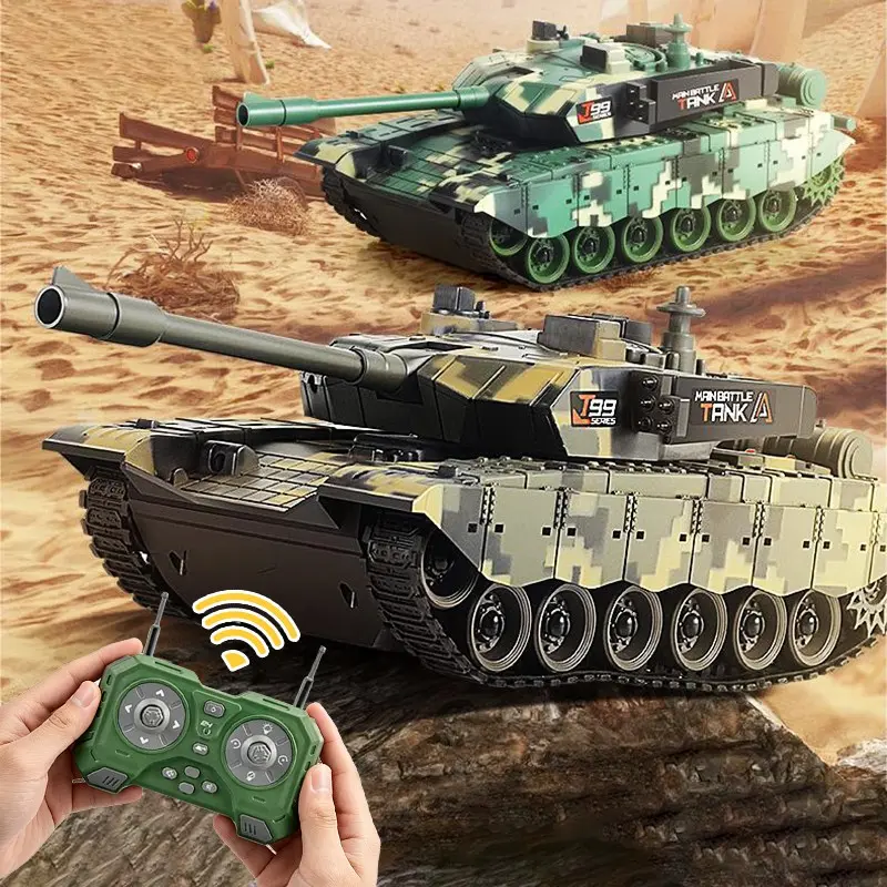 Remote Control Tank Toy with Fire Simulation Sound Light, 2.4GHz 5 Channels/11 Channels All-Terrain Climbing Vehicles Model, Birthday & Christmas Gifts for Boys, Rc Tank