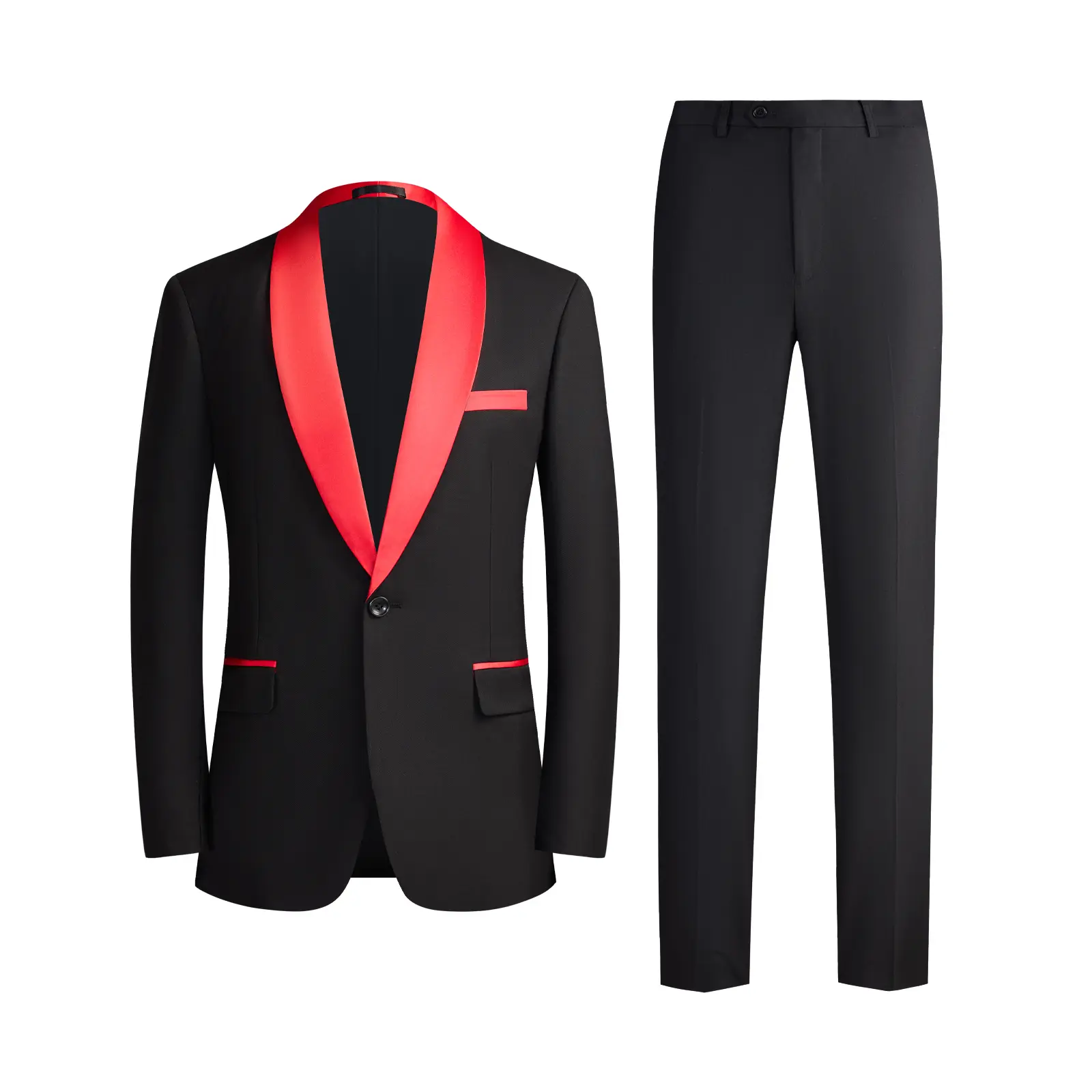 Men's Statement Tuxedo Suit Set Satin Collar Formal Blazer and Pants for Prom Wedding Reception Gala