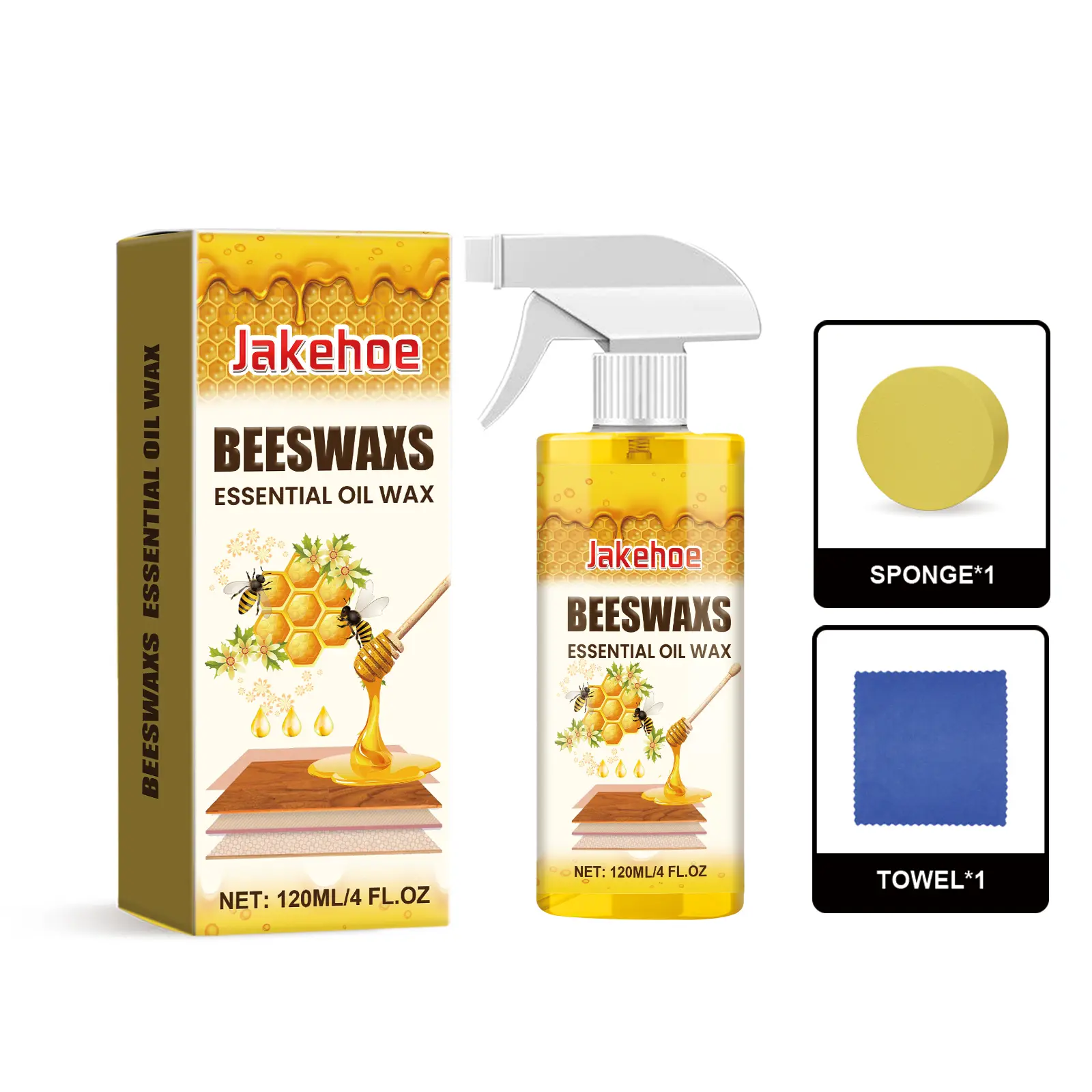 Jakehoe Wood Polishing Beeswax Spray - Maintenance, Polishing, Color Protection, Moisturizing And Crack Prevention Wood Spray Solution