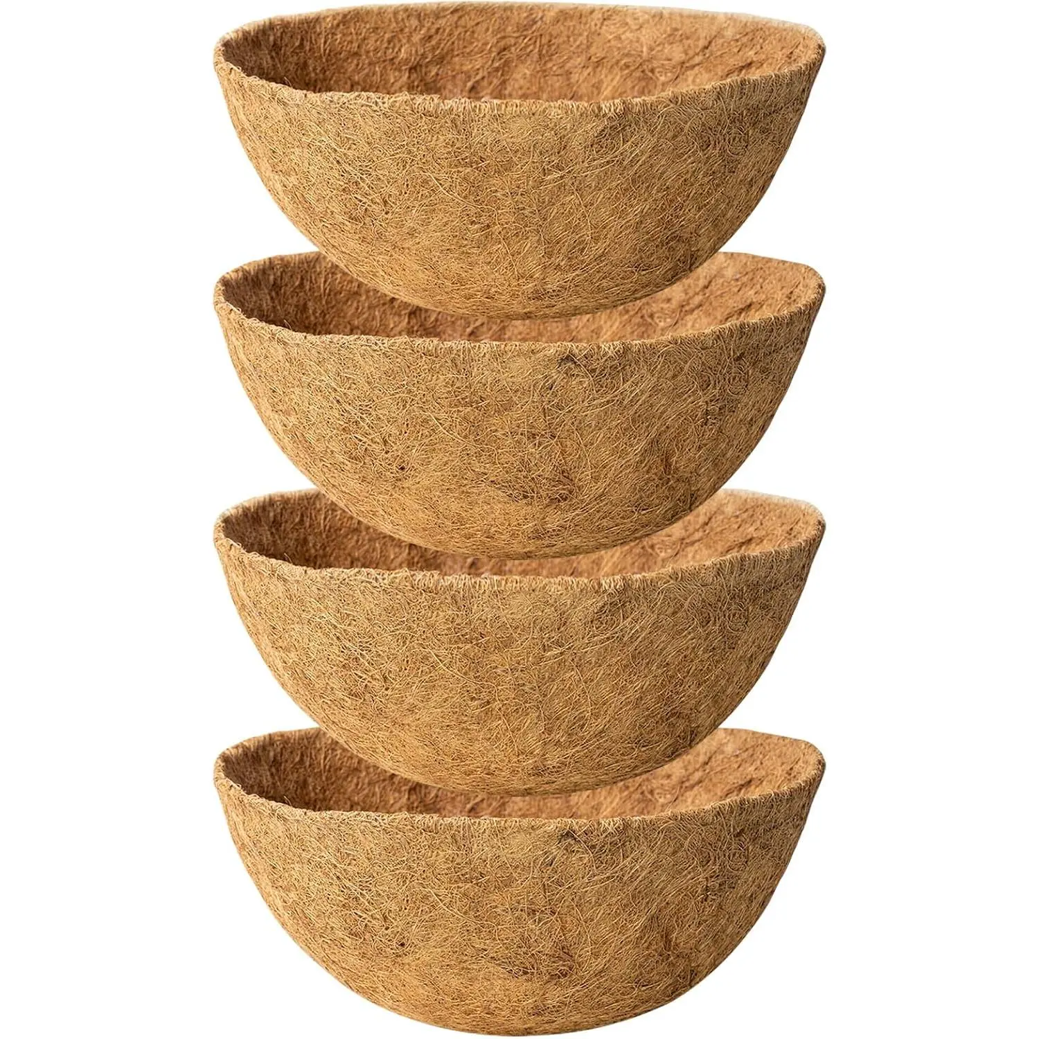 4 Pack 12 Inch  Coconut Fiber Liner for  planters Round Coco  Liners for Flower Basket Planter Coco Coir Pots for Outdoor Garden