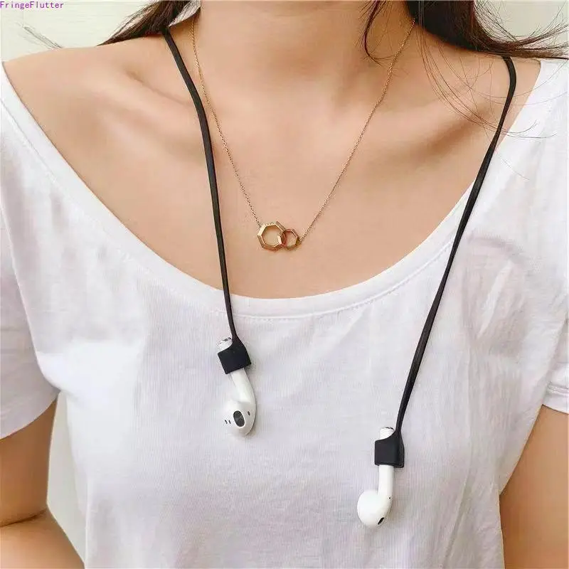 2/4Pcs Soft Silicone Earbuds Anti-Lost Strap, Elastic Wear-Resistant Earphone Holder Cord, Skin-Friendly Odor-Free Sports Accessory for Running & Camping, Compatible with AirPods 1/2/3/Pro & Wireless Headphones