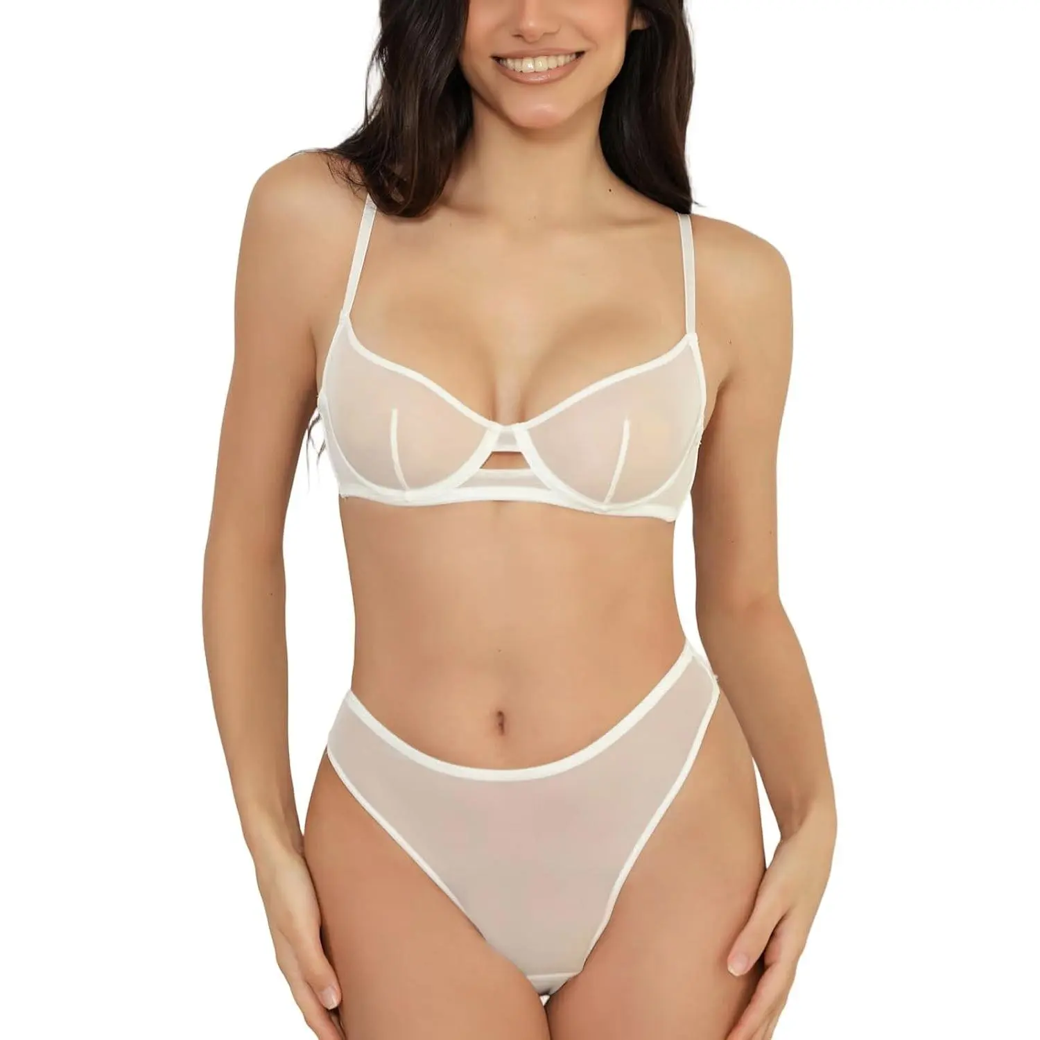 Sheer Lingerie Set for Women Sexy See Through Bra and Panty Underwear