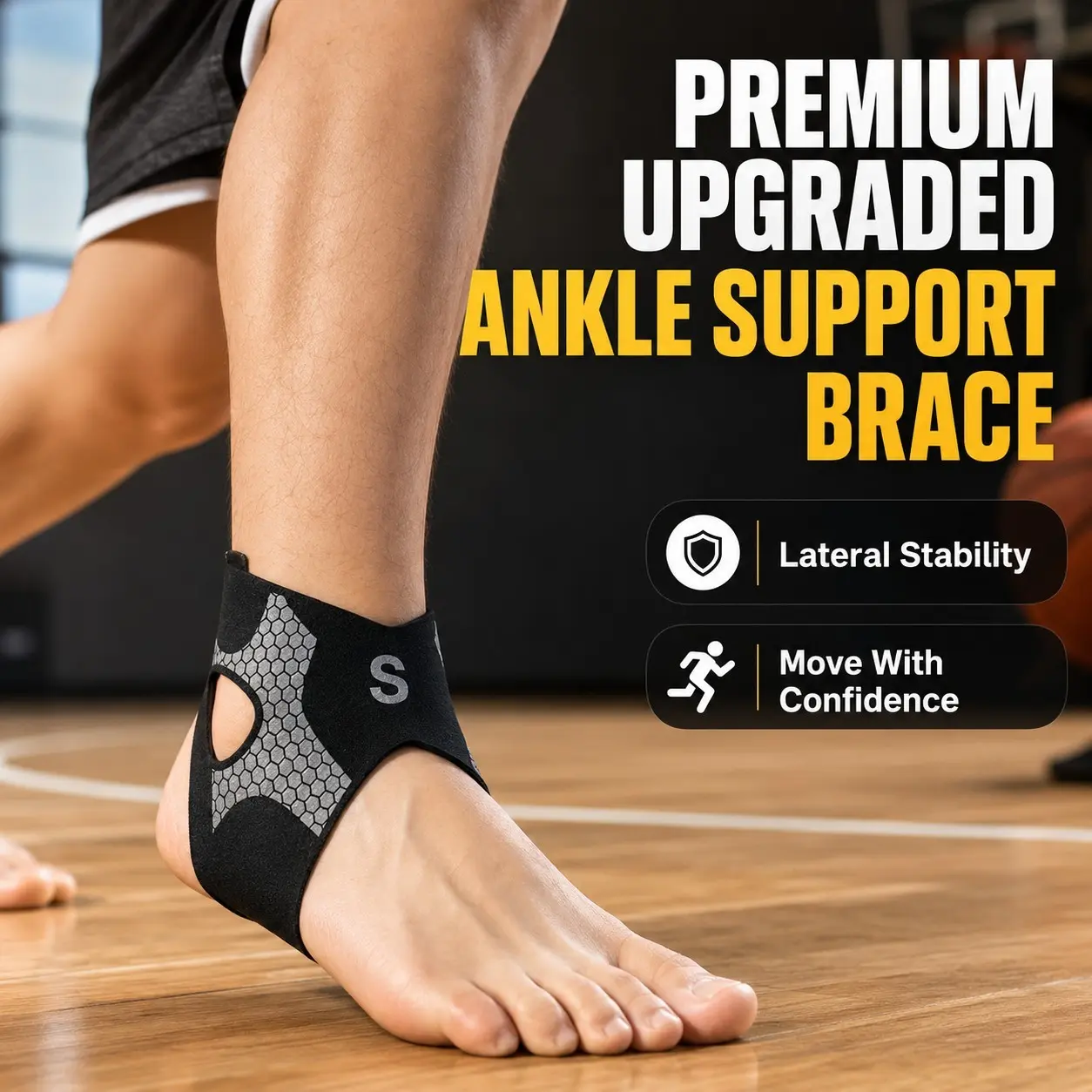 Adjustable Breathable Ankle Brace, Honeycomb Sport Support Strap, U-Shaped Stabilizer, Anti-Sprain Foot Wrap, Ideal for Sports & Gifts