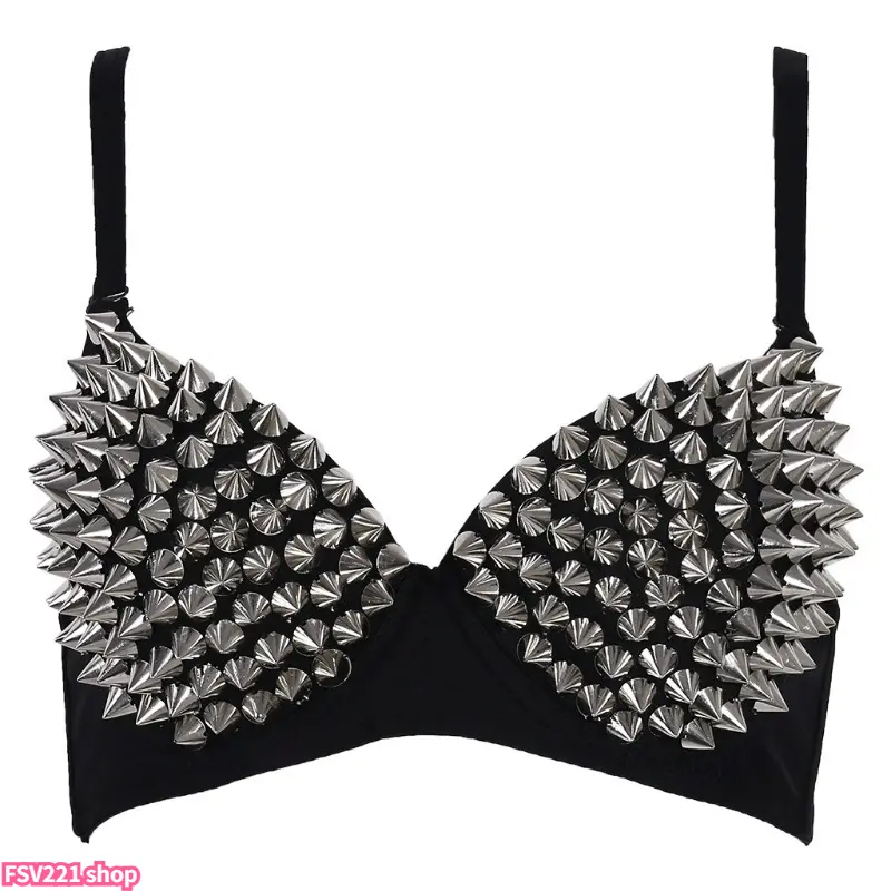 Steampunk Bra Top, Female Wireless Festival and Party Wear, Sexy Studded Nylon Design, Hand Wash Recommended,travel essentials,camping essentials, Cleavage Bra, Cosplay