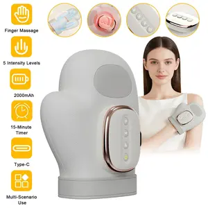 Smart Hand Massager with Heat and Pressure, USB Rechargeable, Wireless, 3 Massage Modes, 3 Temperature Settings, 5 Pressure Levels, Timer Function