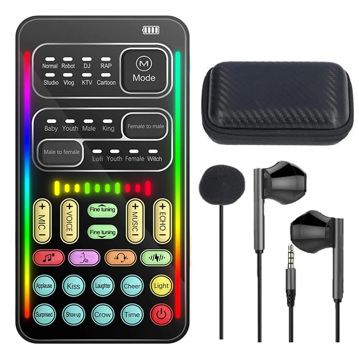 Portable Voice Changer, Multifunctional Mini Sound Card, Voice Changer with Microphone, Professional Audio & Video Accessories for Home & Office