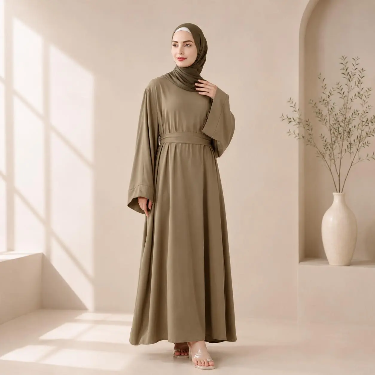 Abaya Elegant Solid Color Muslimahs Modest Timeless Classic (MA036)
