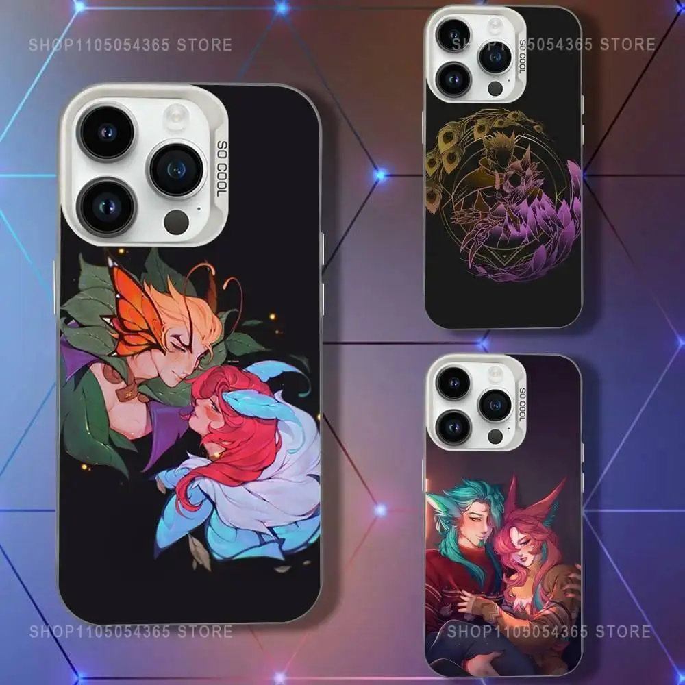 Xayah Rakan League of Legends Anime Soft Phone Case For iPhone 11-17 Pro Max/Plus & Samsung Galaxy S23-S25 White Candy Matte Shockproof Cover