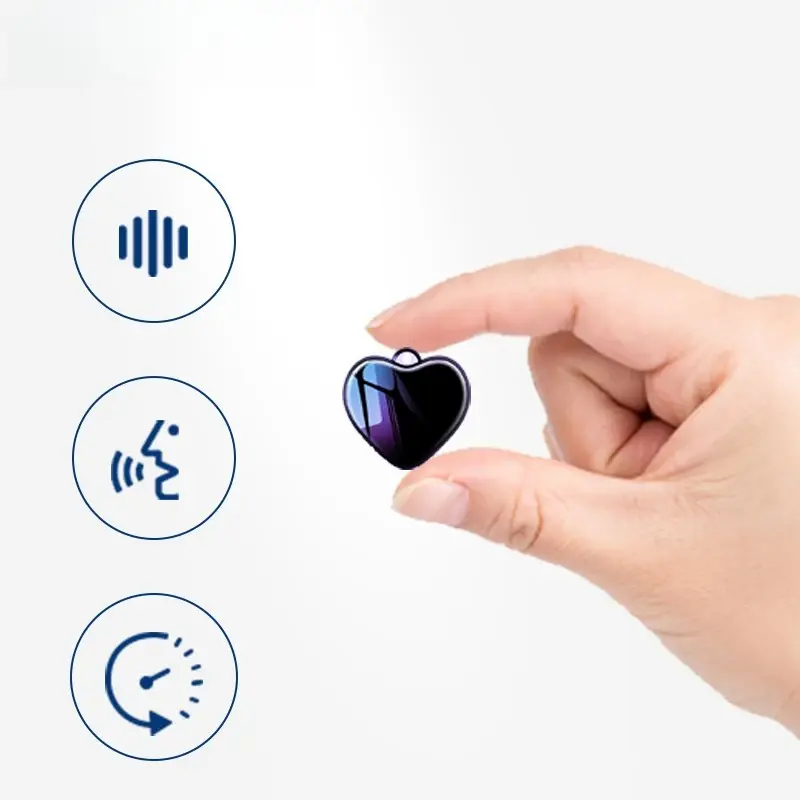 Heart Shaped Mini Voice Recorder, 85g Compact Plastic Portable Digital Audio Recorder with 1-Click Recording, Voice-Activated Recording, Auto Save, Micro USB Plug, Android OTG, 4.2*3.7*0.96cm Dimensions