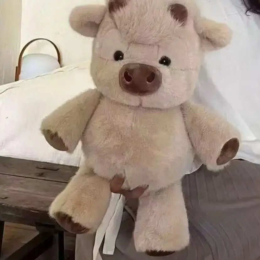 17-Inch Running Cow Plush Toy, Highland Cow Shape Plush Animal Doll, Cute Birthday Gift, Soft and Cozy Stuffed Friend