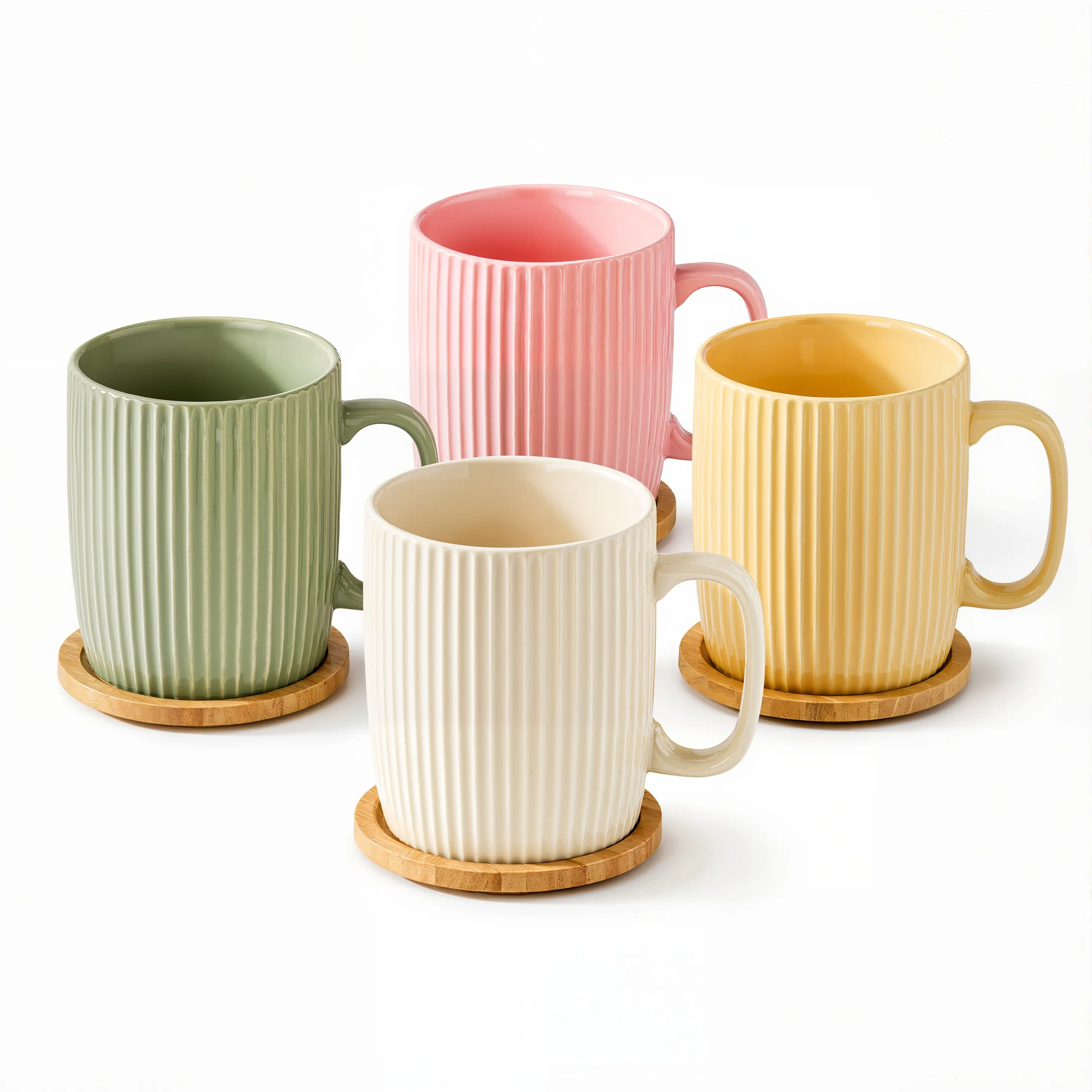 4 Pack Colorful Ceramic Coffee Mugs, 13oz Stoneware Latte Cups with Handles, Rustic Speckled Design, Microwave & Dishwasher Safe, 400ml