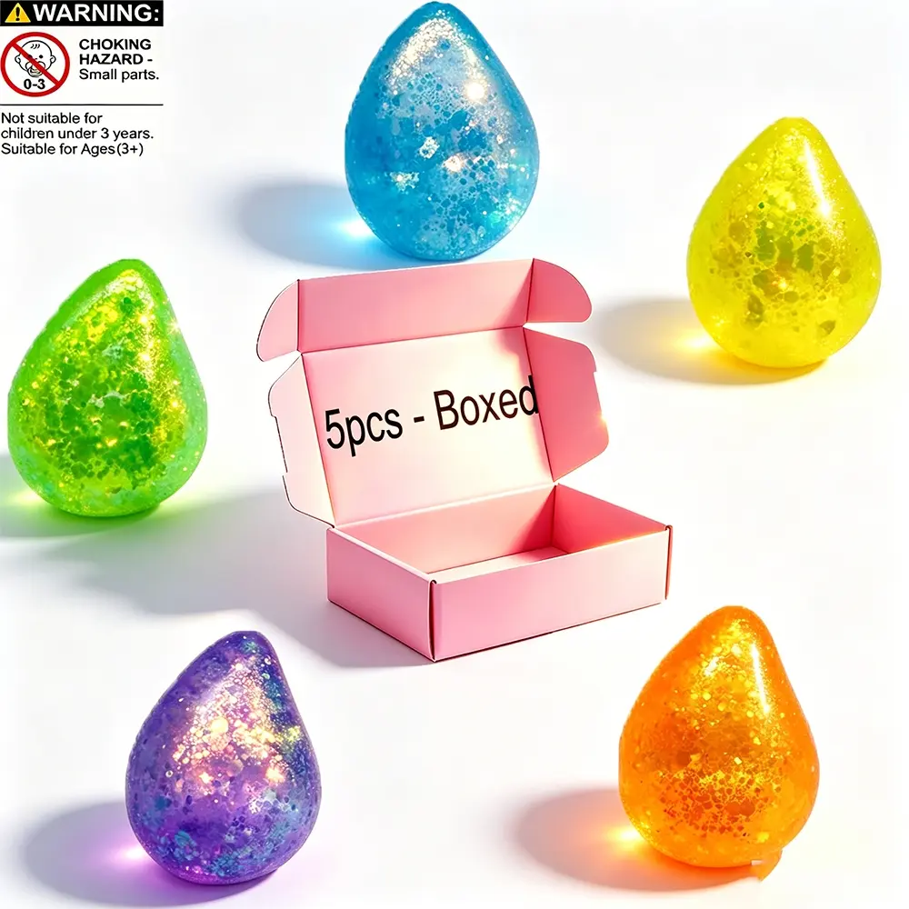 5pcs Stress Relief Malt Ball Toys, Soft Transparent Silicone, Unisex Adult & Kids Fidget Balls, Slow Rebound, Party Gift