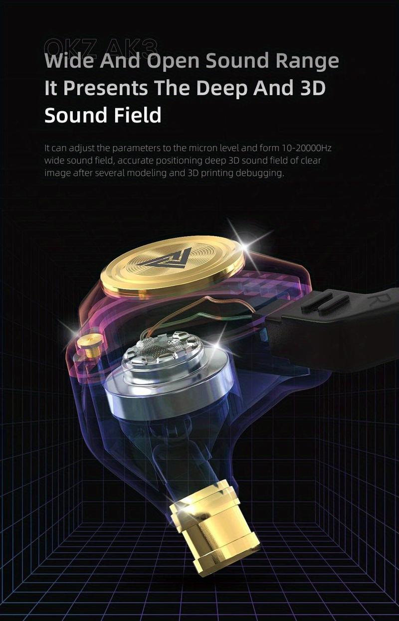 QKZ-AK3/AK6 Wired In-Ear Earphones with Mic – HiFi Subwoofer, Noise Cancelling, 3D Stereo Sound for Gaming, Sports & Gym