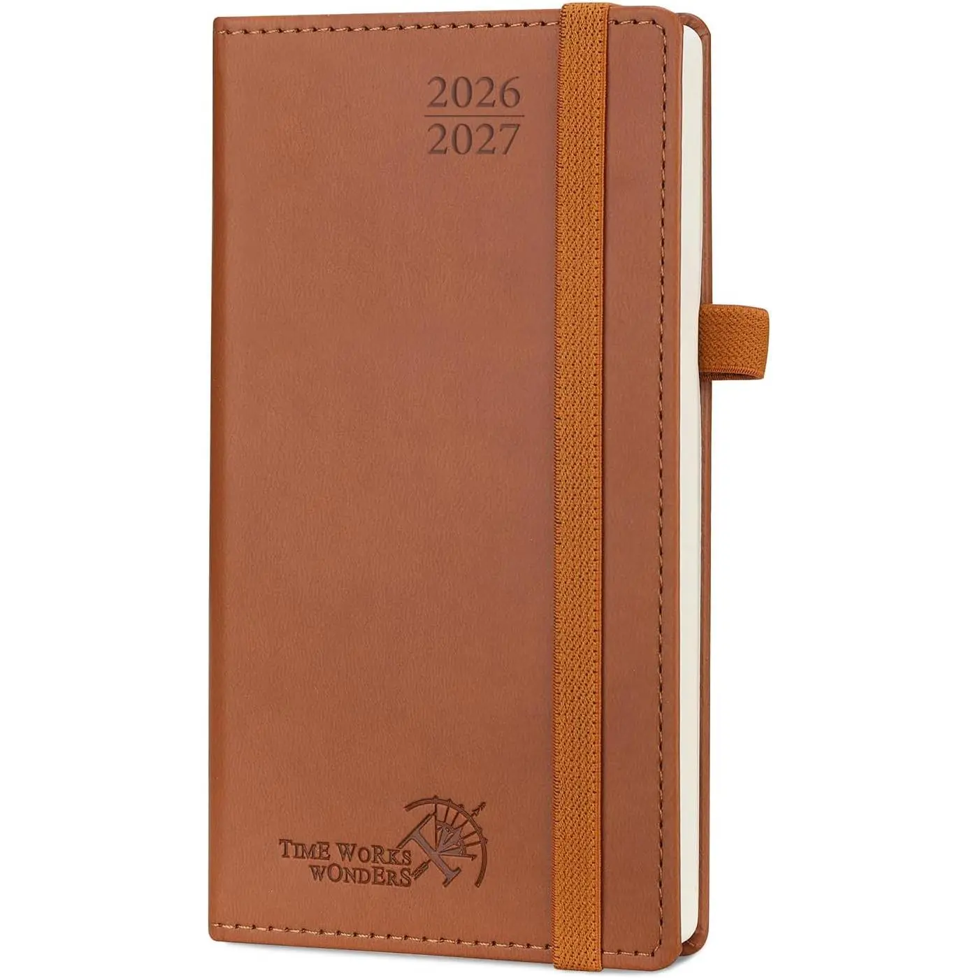 Pocket Planner 2026-2027, Academic Pocket Calendar, Purse-3.5"x 6.5" | Slim Size (Aug 2026-Dec 2027) Small Weekly Calendar for Purse, Appointment Book, PU Leather Hardcover, Work, Brown