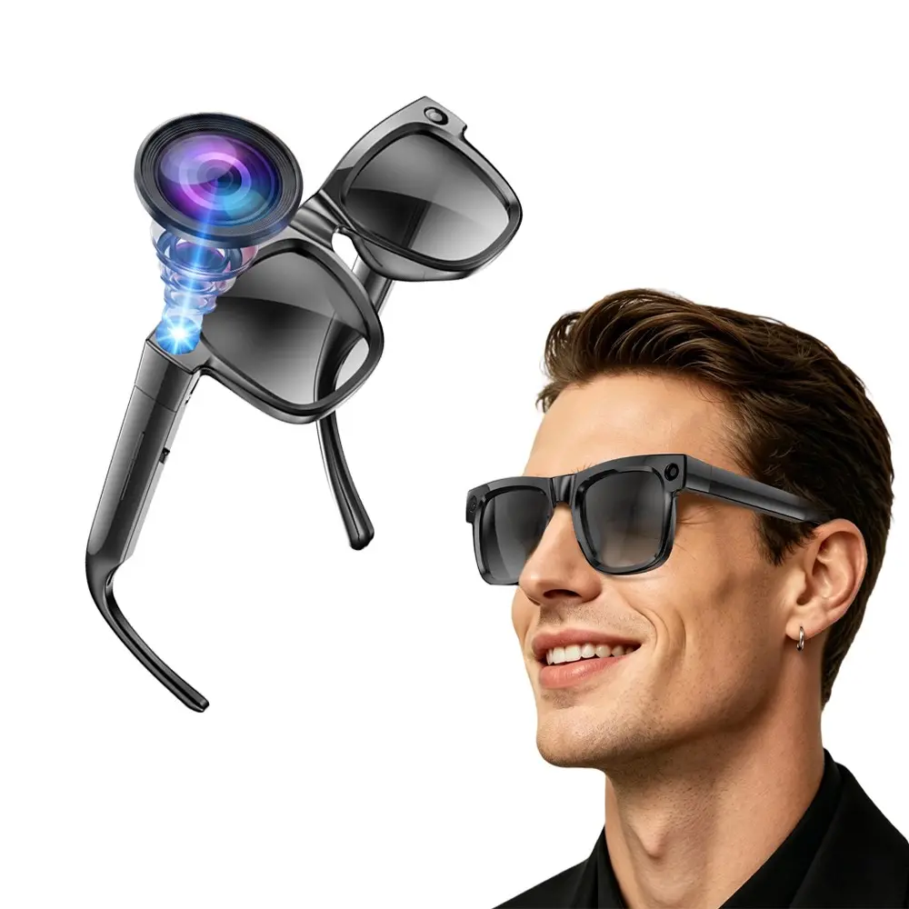 AI Wireless Smart Glasses for Men &Women, 8MP Camera ,Anti-Shake Video Recording , with 4GB Memory Build-in(No TF Card Need), 290Mah Battery,AI Real Time Translation ,Bluetooth Calling ,Build-in Mic & Speakers, HiFi Audio ,Music Control.