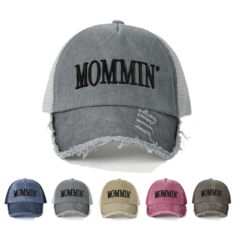 Vintage Distressed Mommin Trucker Hat • Funny Mom Life Slogan Mesh Back Baseball Cap Retro Boy Mom Gift Adjusted Snapback Dad Cap