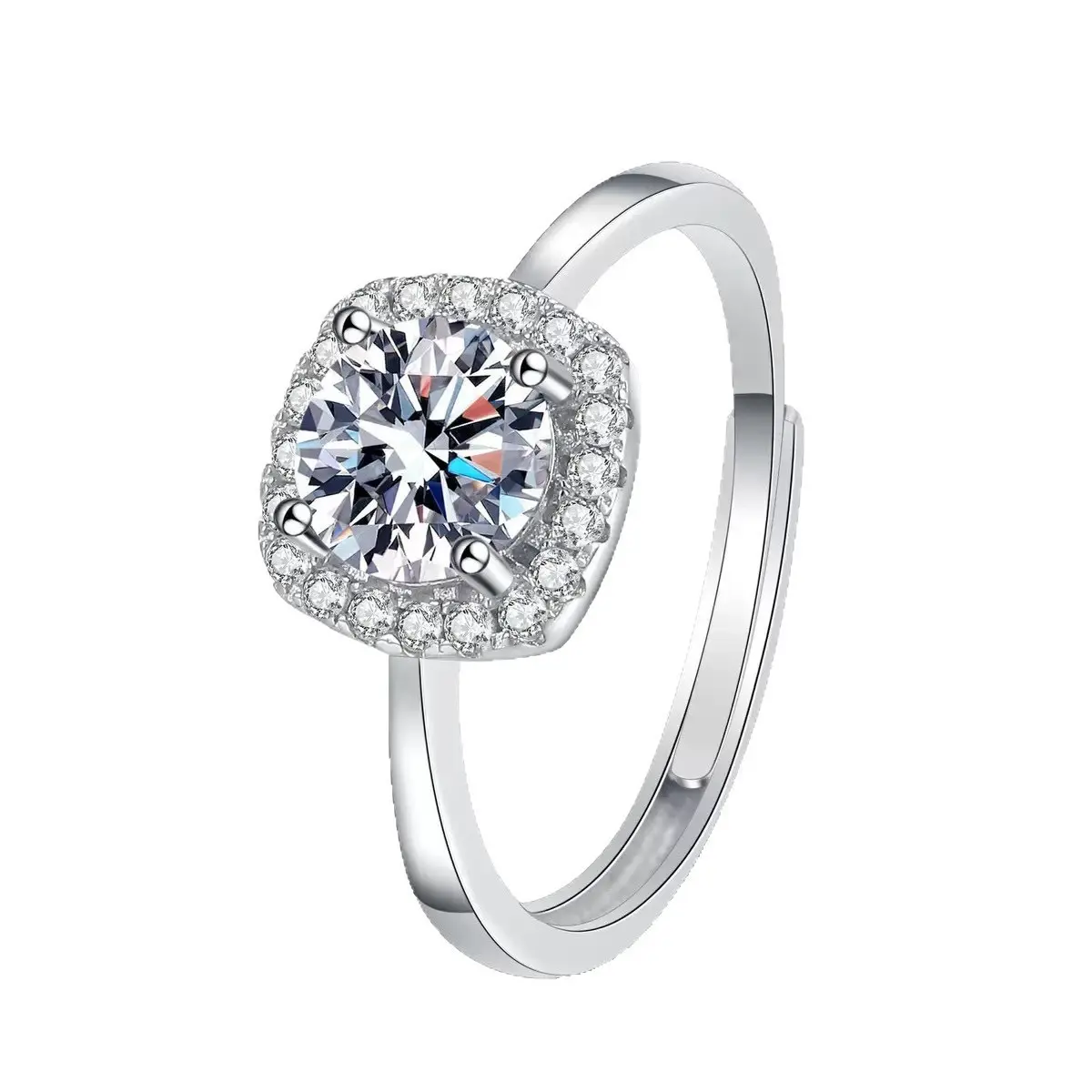 Elegant Moissanite Ring for Women with 1ct Square Stone, Minimalist Jewelry with an Adjustable Open Band for Daily Wear, Women's Fashion, Female, 1Ct Stone, Elegant Design