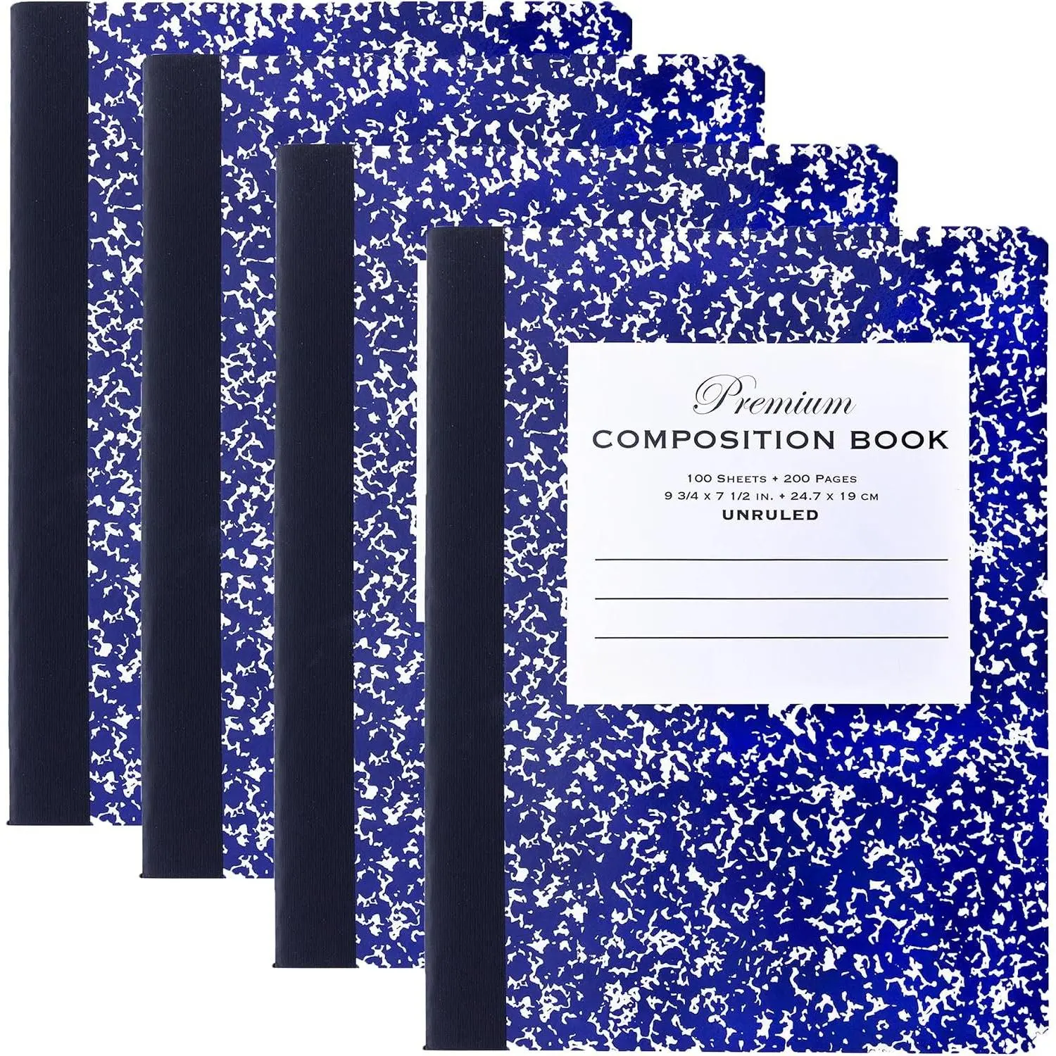 Blue Marble Composition Notebook, Unruled, 100 Ct, 4-Pack | 100 unruled sheets (200 pages), Sewn binding, 9.75 x 7.5 in, Bulk pack, For school and college notes