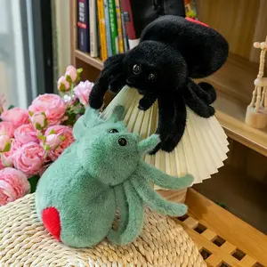 -Simulation Black Spider Jumping Spider Doll Crawling Pet Doll Plush Cute Reptile Plush Toy Super Cute Doll