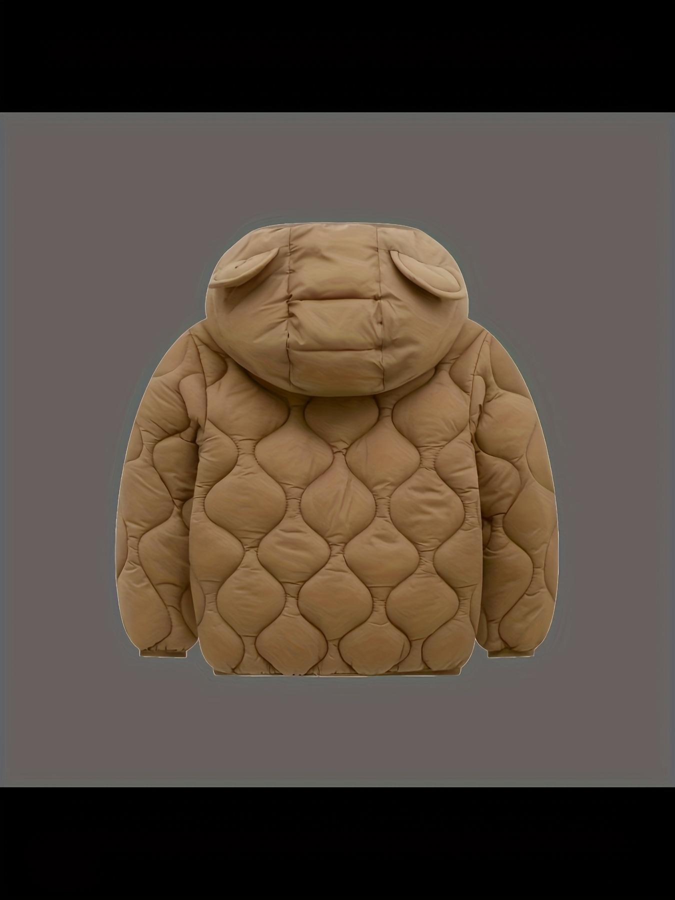 Boys' Adorable Blue Bear Ear Hooded Sweatshirt - Soft Polyester-Lined Warm Pullover with Zipper Closure, All-Season Casual Long Sleeve for Casual Attire