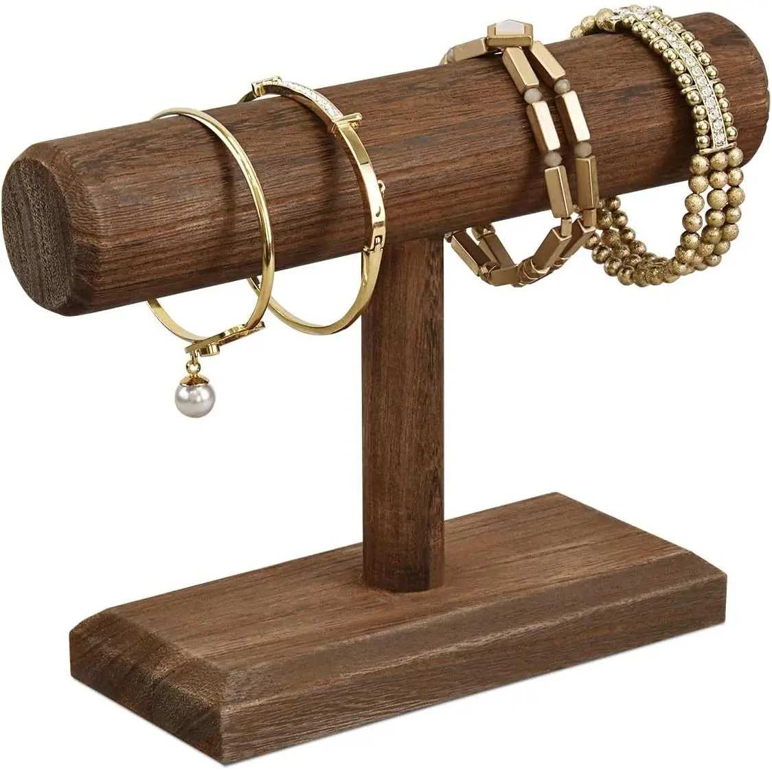 Ikee Design Wooden Jewelry Display Stand, Bracelet & Scrunchie Holder