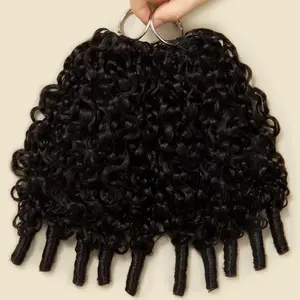 Triippy Burmese Curly Crochet Human Hair,100% SoftMAX Cambodian Raw Hair,120G/2 Packs 18 Inch,Miracle Knots Pre-Separated Feather Human Crochet Hair for Women,3X Longer Lifespan Over Regular Remy Hair