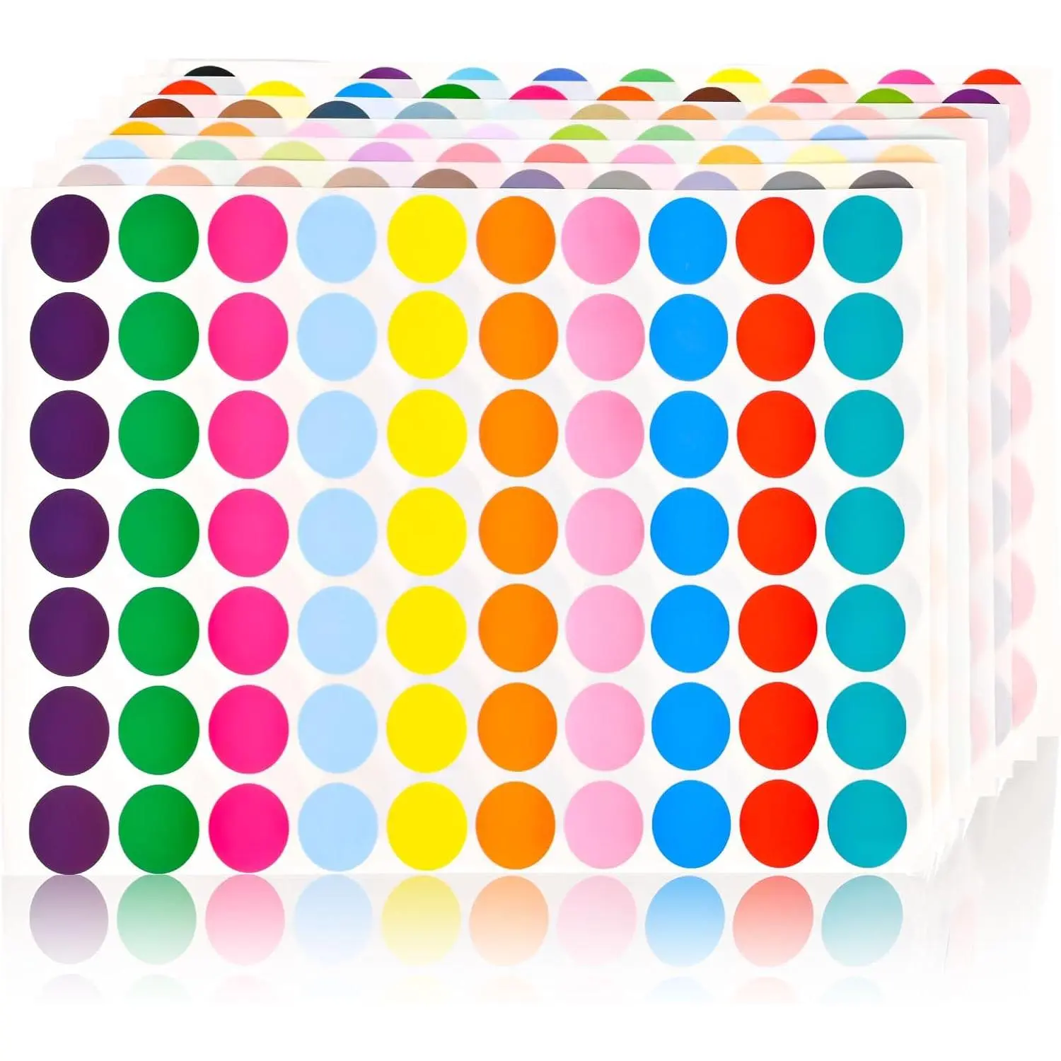 1400 count Colored Dot Stickers, Round Color Coding Labels, 10 Bright Colors, 20 Sheets
