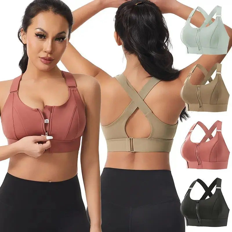 Women High Impact Sports Bra, Shockproof Push Up High Support Yoga Tank Top for Running Workout