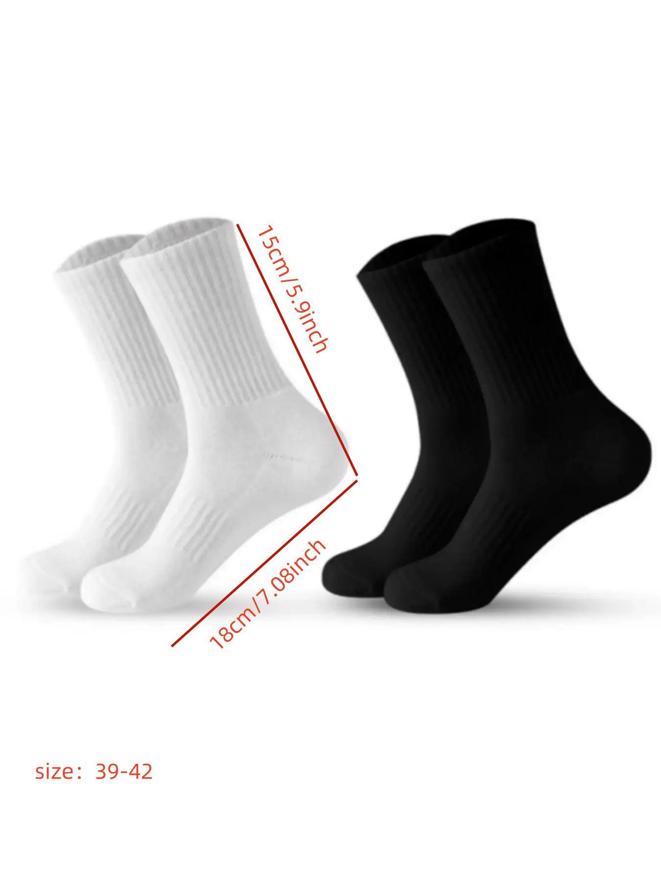 Men's 5 Pairs Solid Crew Socks, Casual Comfy Sock Set for Daily Outdoor Wear, Socks for Men, Knit Socks for All Seasons