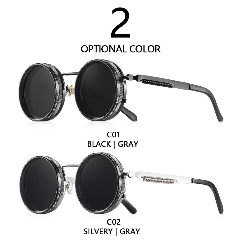 Polarized Round Sunglasses with ND9 Adjustable Dimming, Retro Punk Style UV400 Shades for Men & Women, Lightweight Durable Outdoor Eyewear Ideal for Fishing, Hiking & All Outdoor Activities