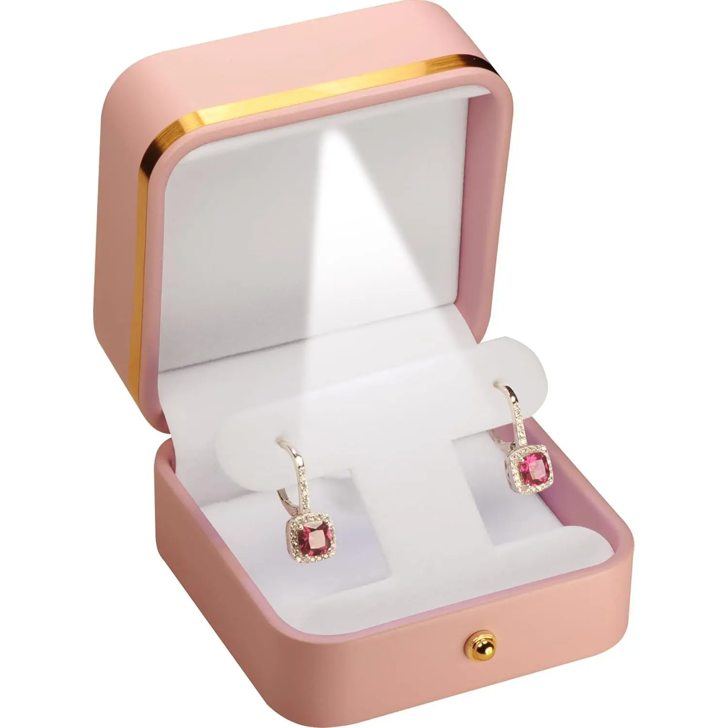 LED T Style Earring  Box for Dangling and Hoop Earrings Luxury PU Leather Material Multiple Use Necklace Earring Storage Holder Box with Light for Women for Men (1, )