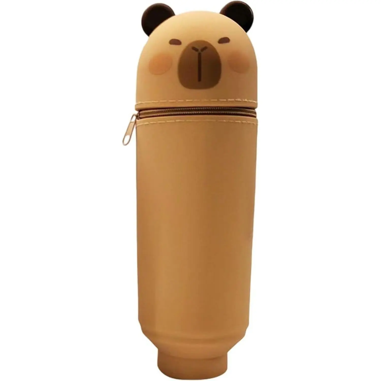 Cute Capybara Pen Holder, 2-In-1 Foldable Silicone Pencil Case, Standing Stationery Bag, Student Office Supplies, Cute Design